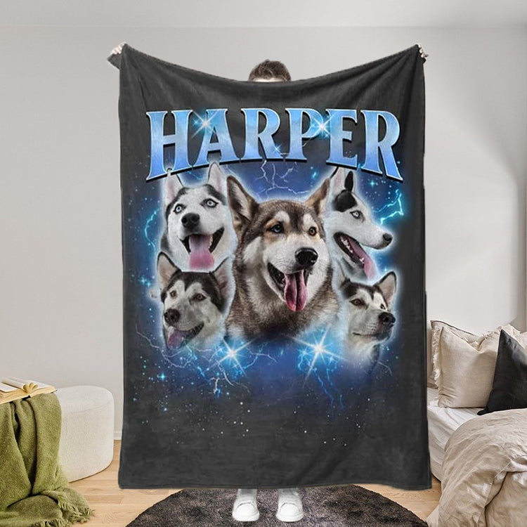 Custom Bootleg Blanket Personalized Retro 90's Vintage Dog Blanket