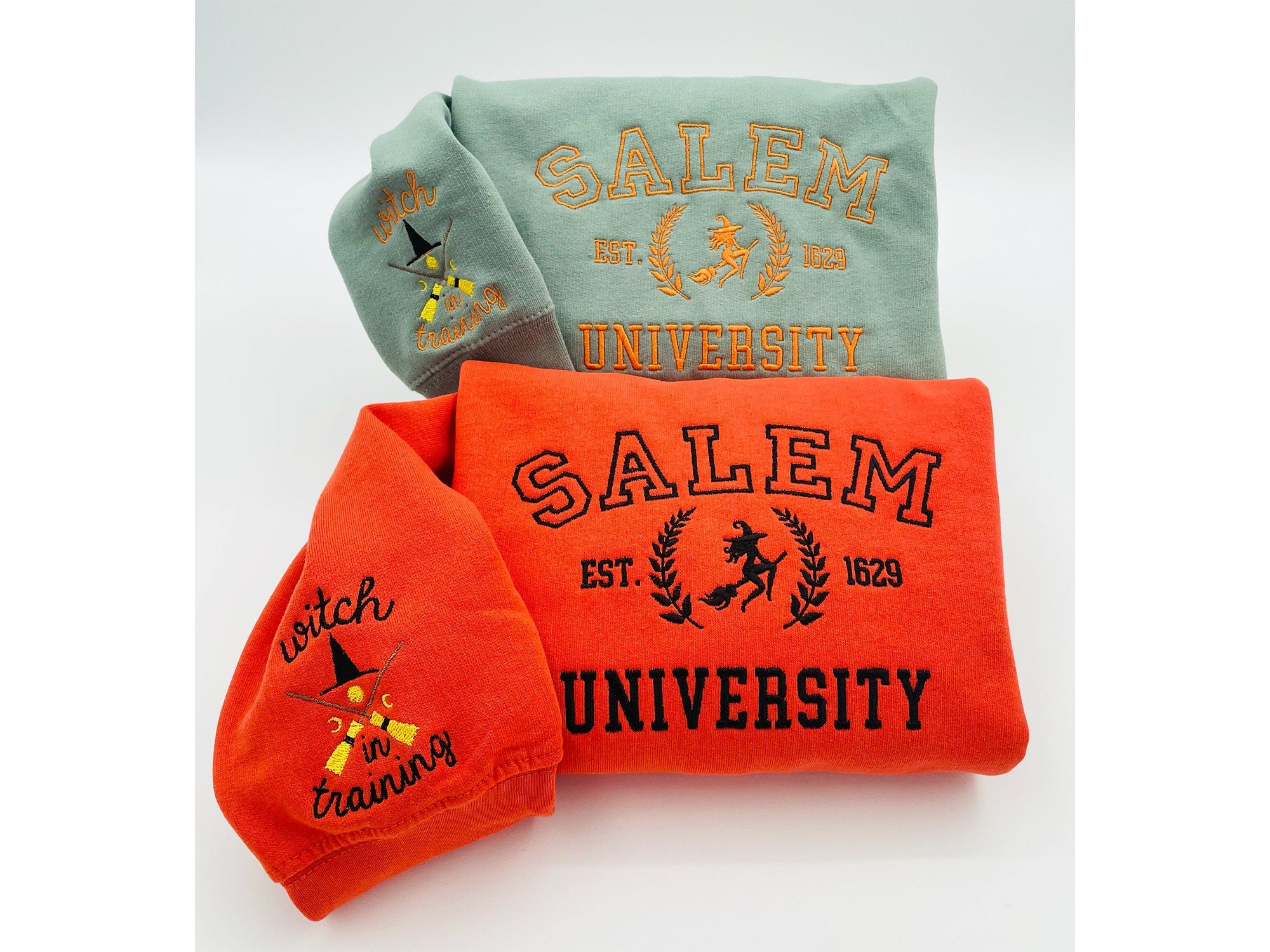 Custom Embroidered Halloween Witch College Sweatshirt | Salem University Shirt | Halloween Gift