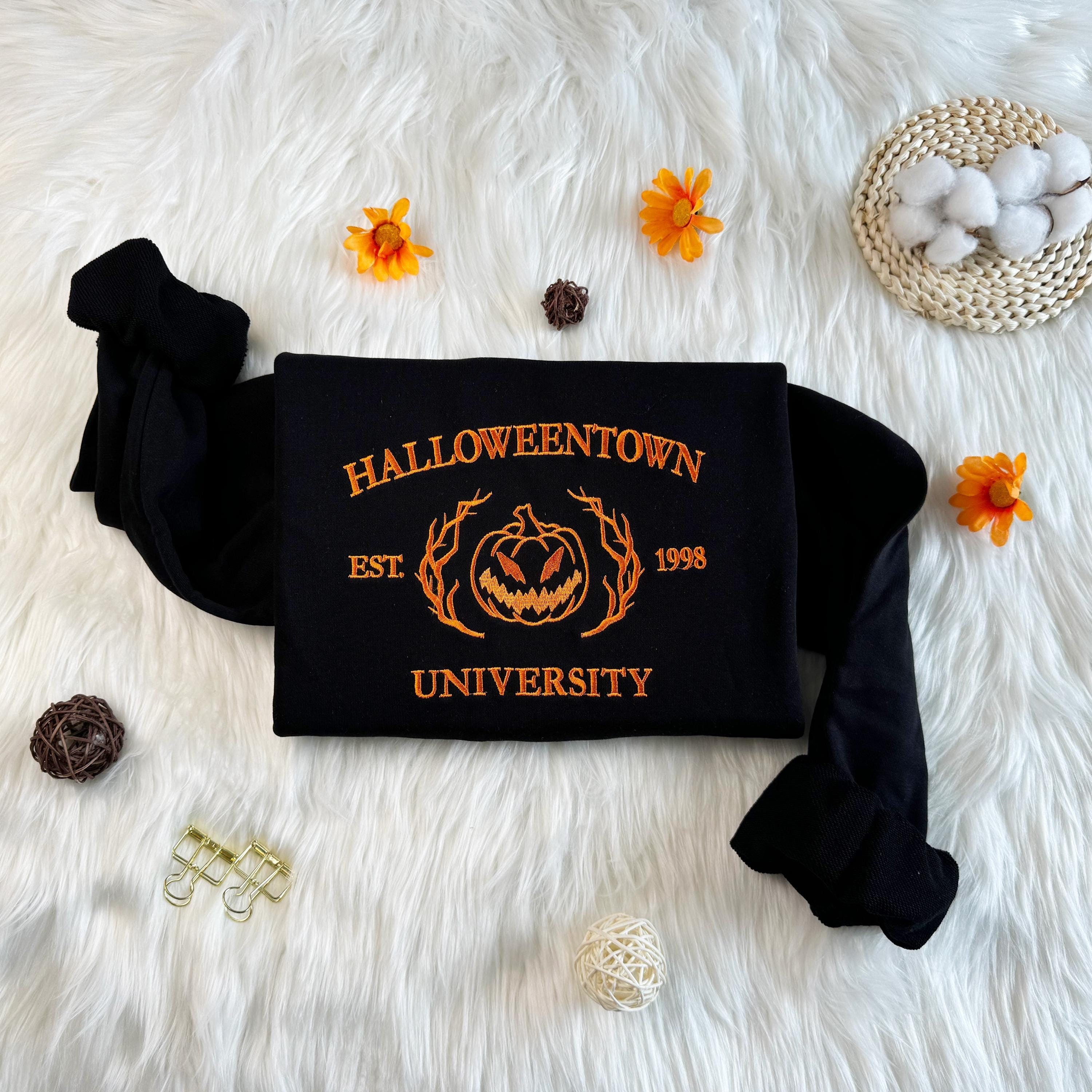 Custom Embroidered Halloween Halloweentwon Sweatshirt | Halloween Gift