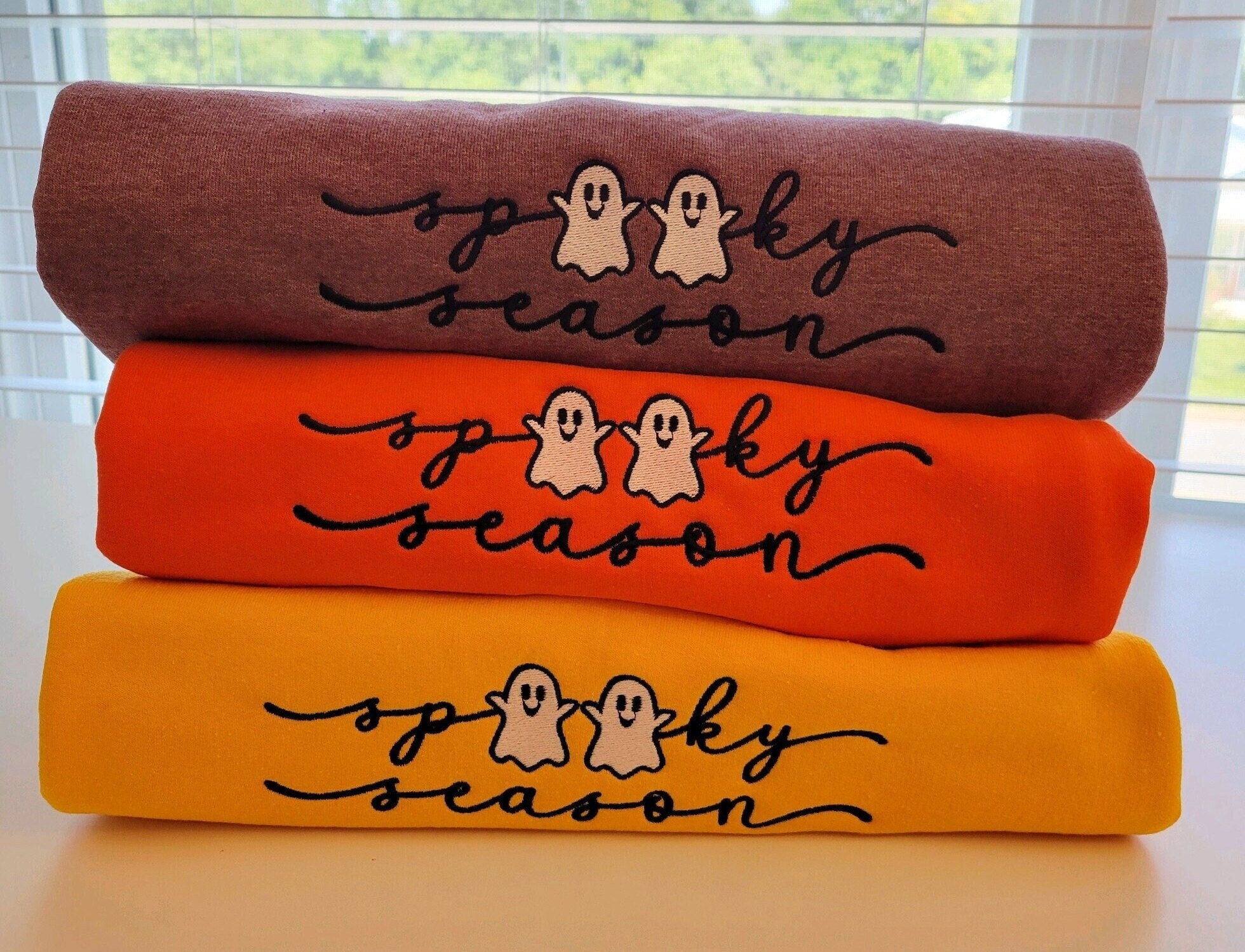 Custom Embroidered Halloween Spooky Season Sweatshirt | Fall Halloween Ghost Shirt