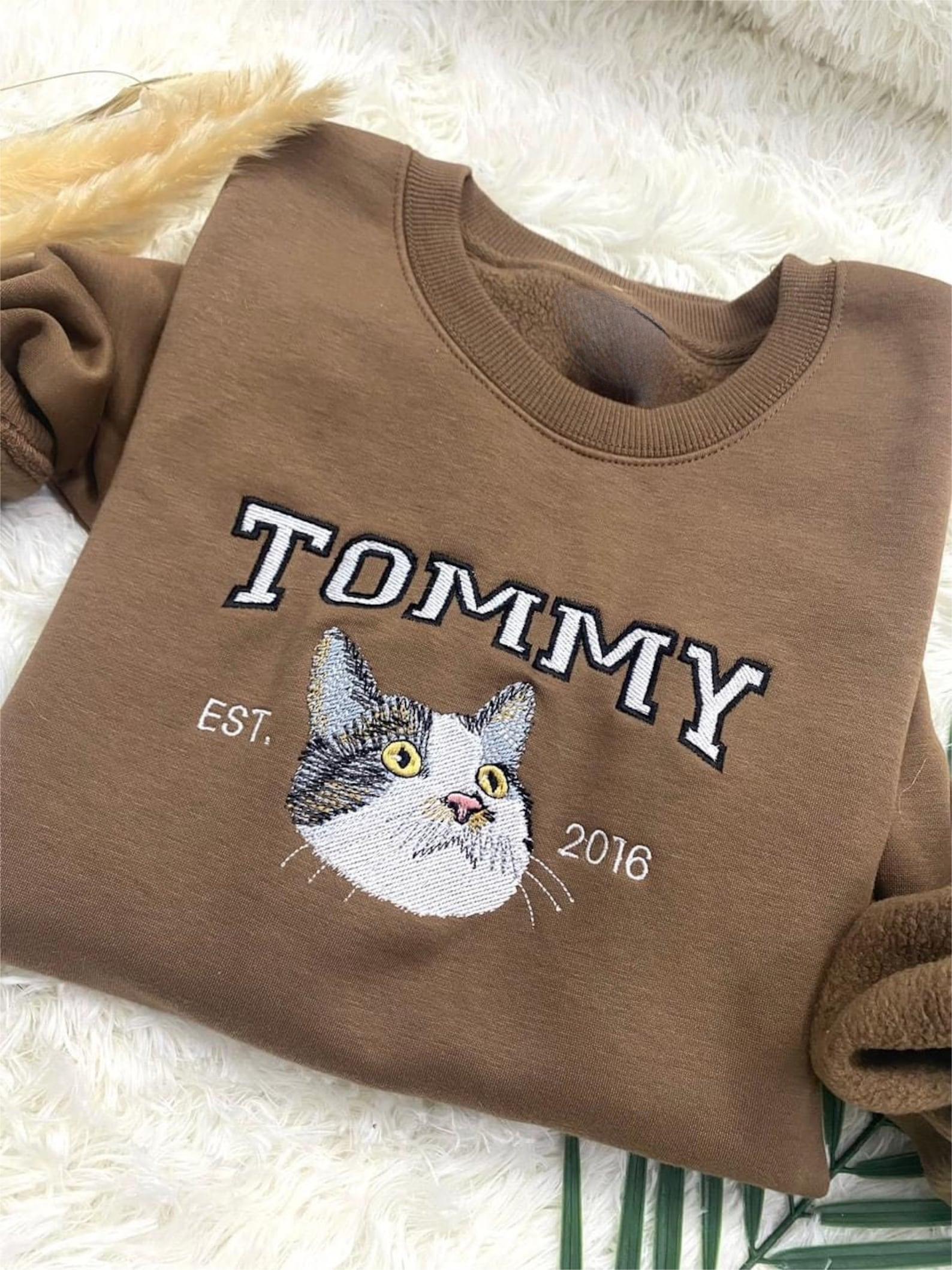 Custom Embroidered Cat From Your Photo Sweatshirt | Gift For Pet Lover