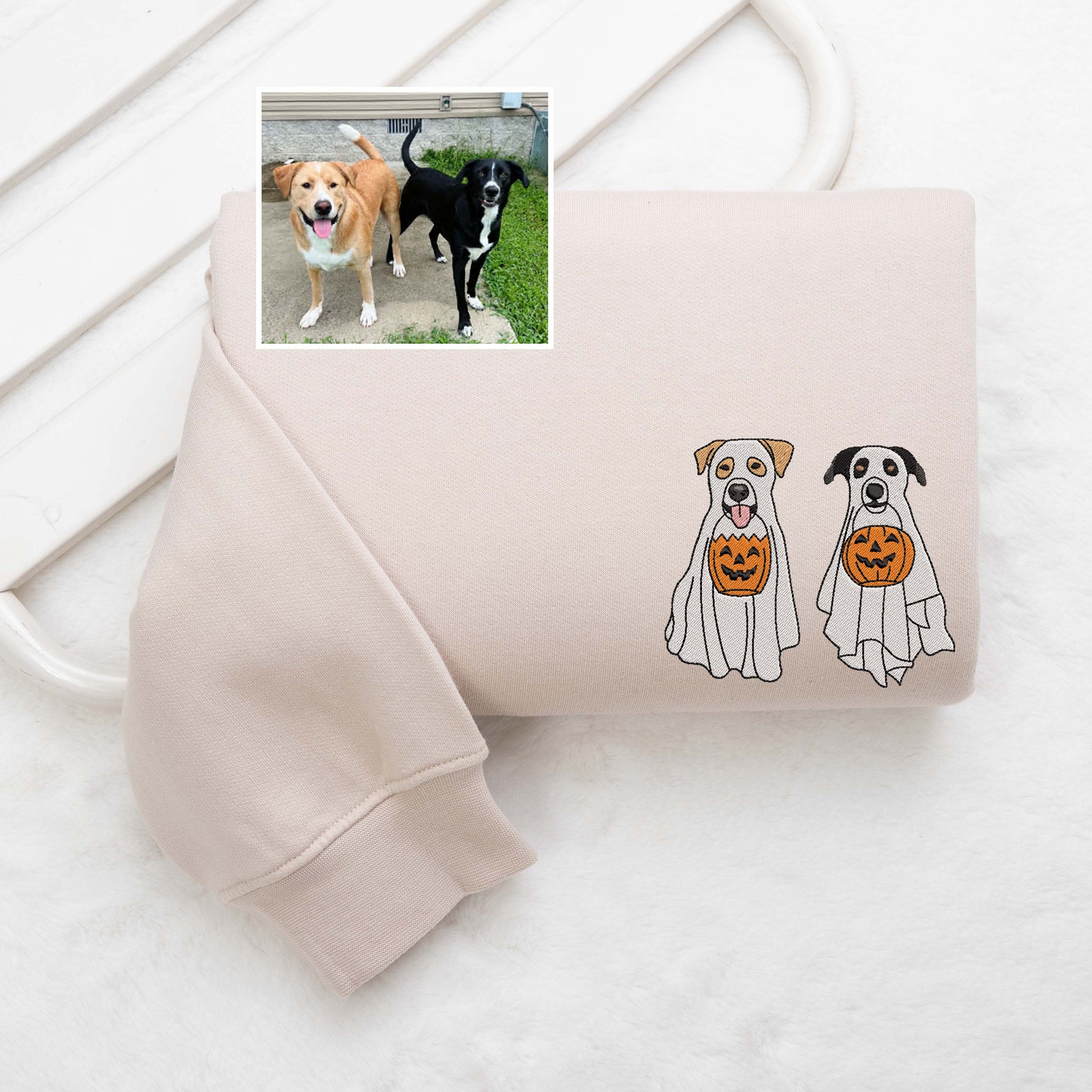 Custom Embroidered Halloween Dog Pumpkin Sweatshirt | Halloween Gift