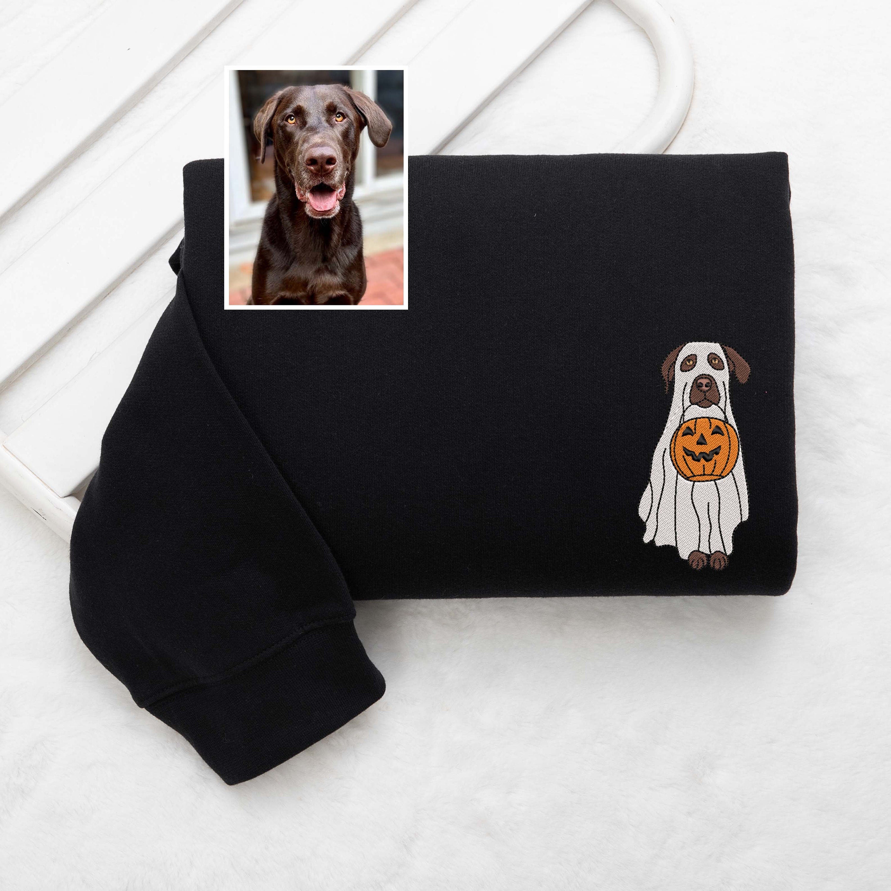 Custom Embroidered Halloween Dog Pumpkin Sweatshirt | Halloween Gift