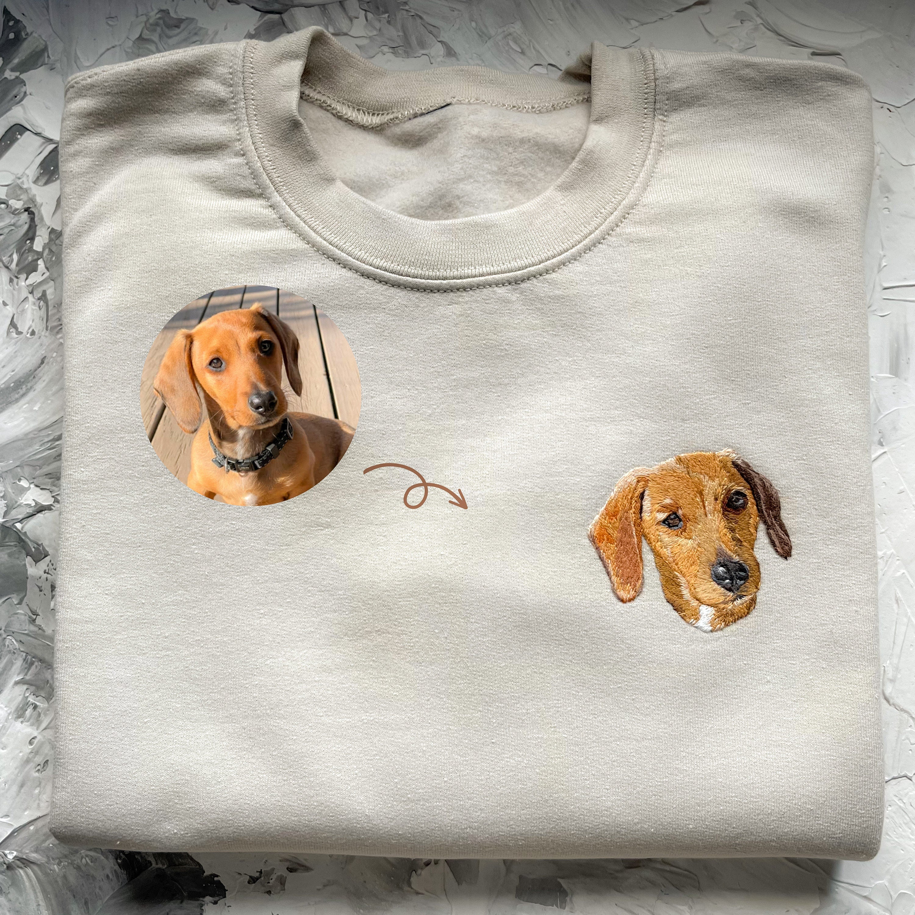 Custom Dog Portrait Photo Embroidered Sweatshirt | Gifts For Pet Lovers