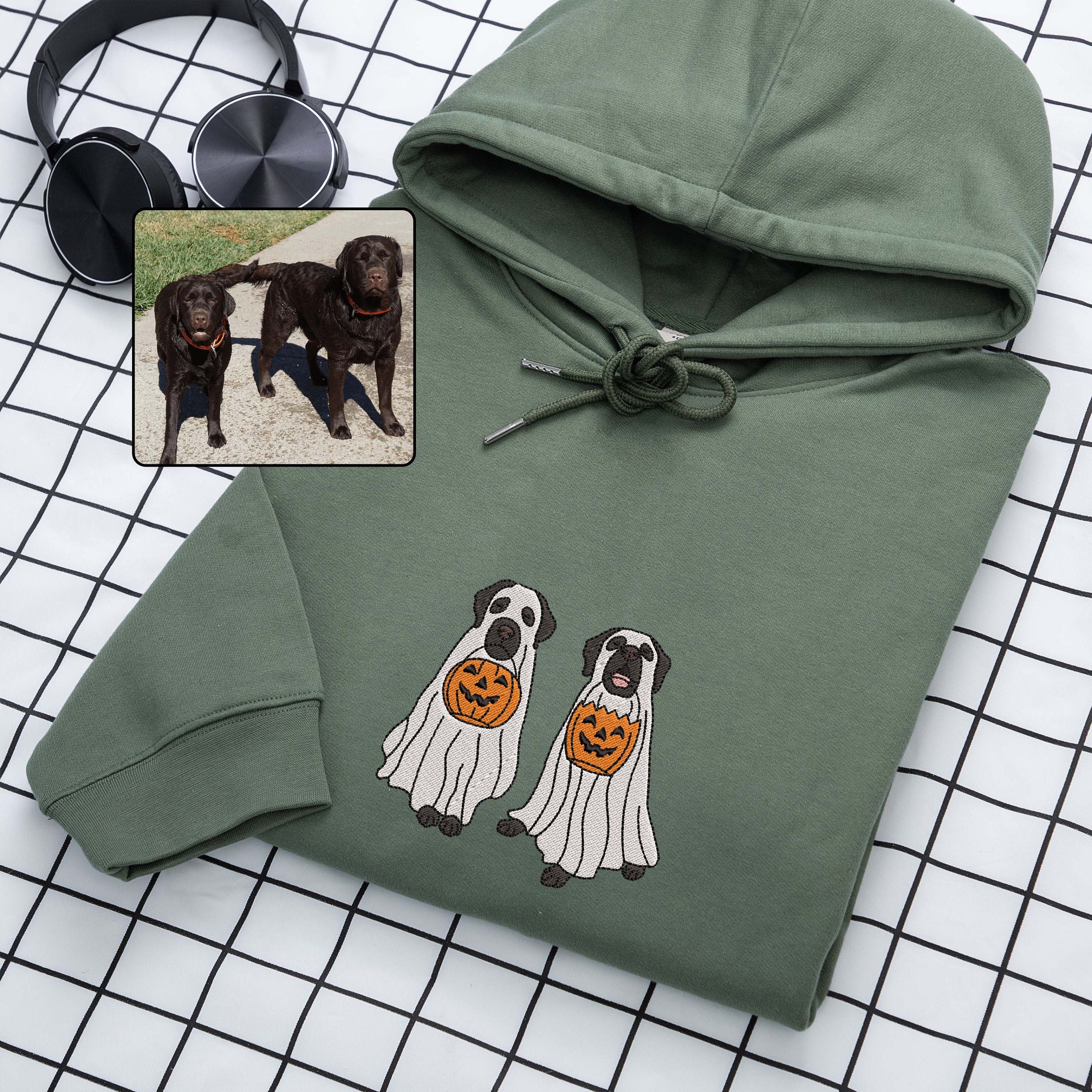 Custom Embroidered Halloween Ghost Dog Sweatshirt | Halloween Gift