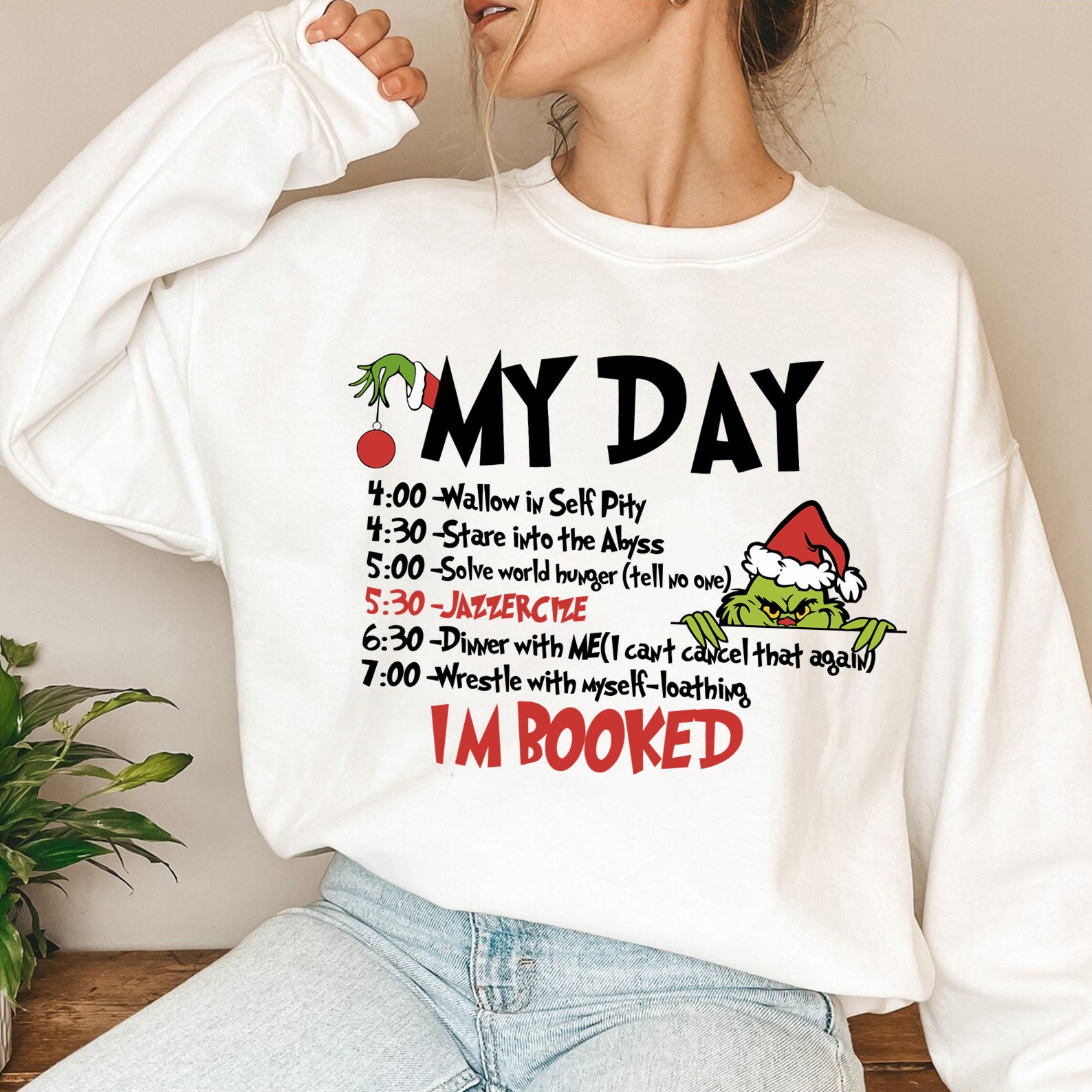 Custom Embroidered I Booked My Day Christmas Sweatshirt | Christmas Gifts