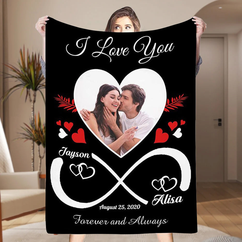 Custom Photo Fleece Blankets Gift for Him/Her | Couple Anniversary Gift