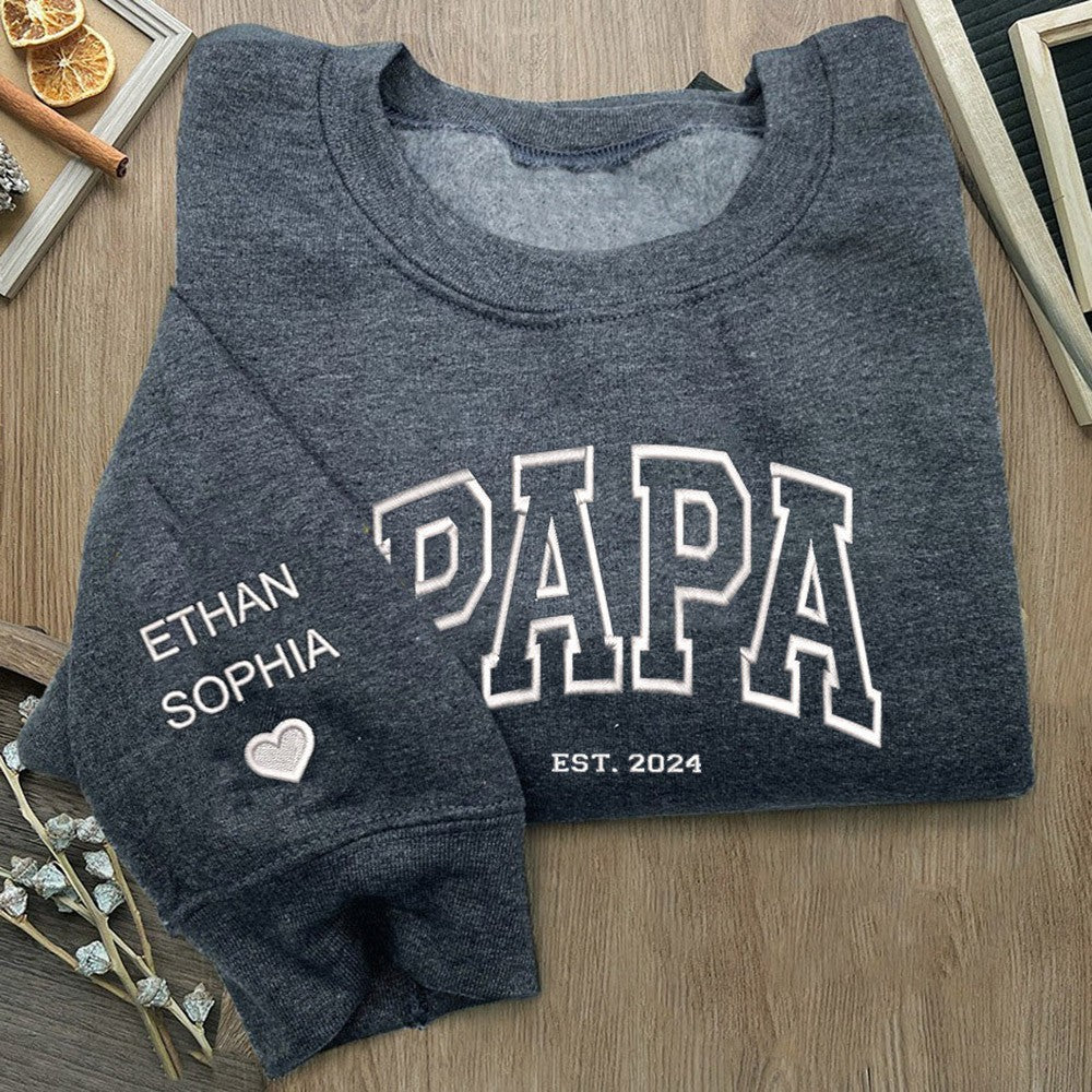 Custom Daddy Embroidered Sweatshirt Hoodie With Date Keepsake | Father's Day Gift