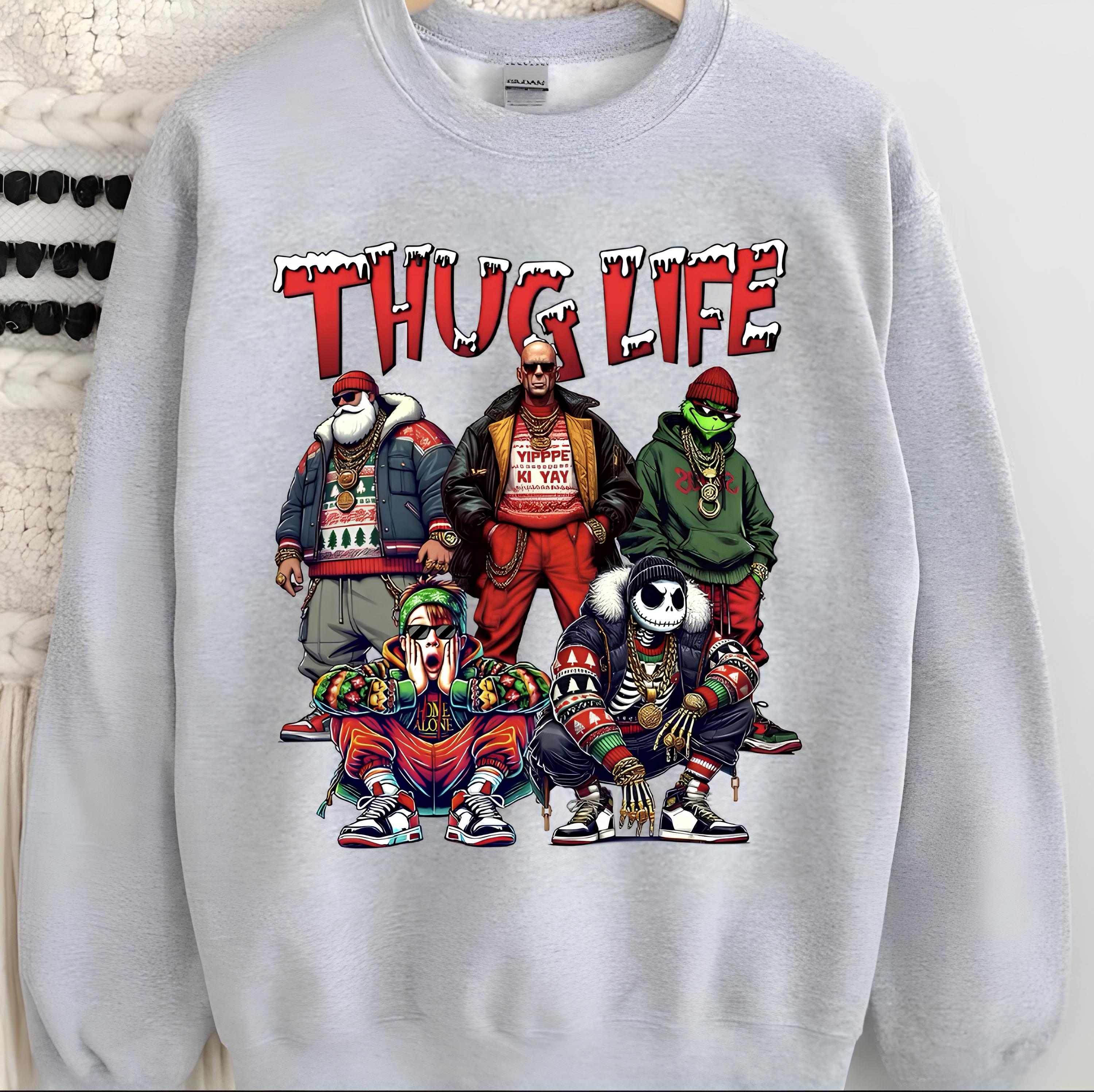 Custom Embroidered Christmas Thug Life Movie Character Sweatshirt | Christmas Gifts