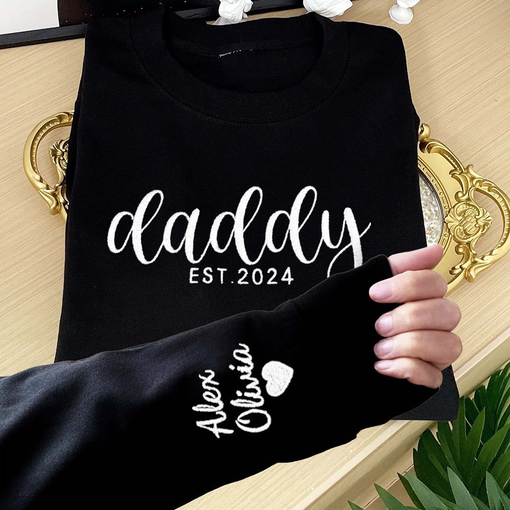 Custom Daddy Embroidered Sweatshirt Hoodie With Date | Father's Day Gift