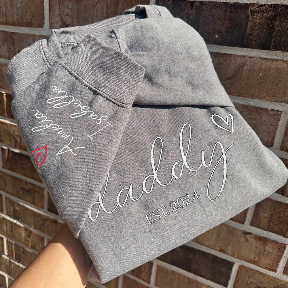 Custom Grandpa Embroidered Sweatshirt Hoodie With Grandkids Names | Father's Day Gift