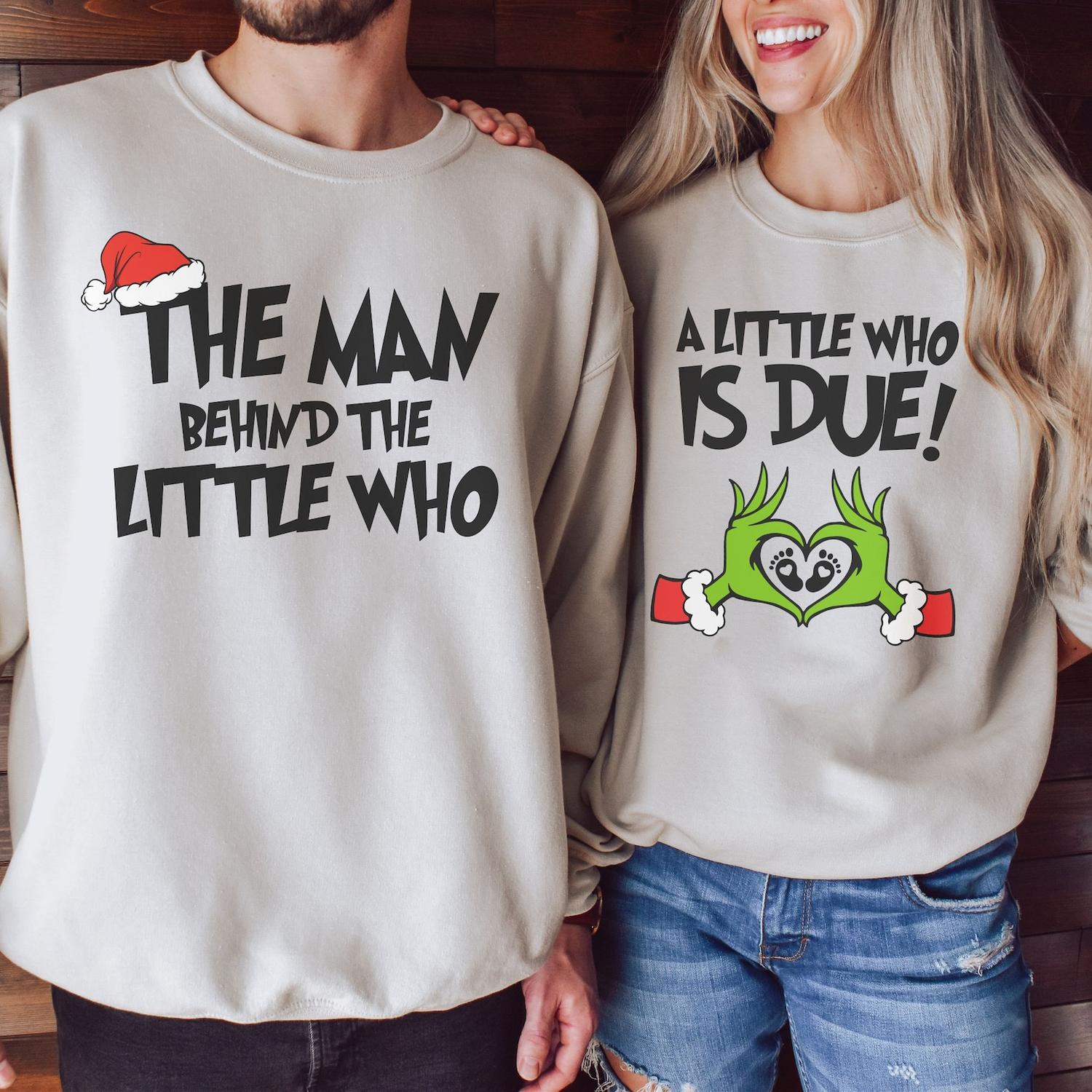 Custom Embroidered Christmas Pregnancy Sweatshirt