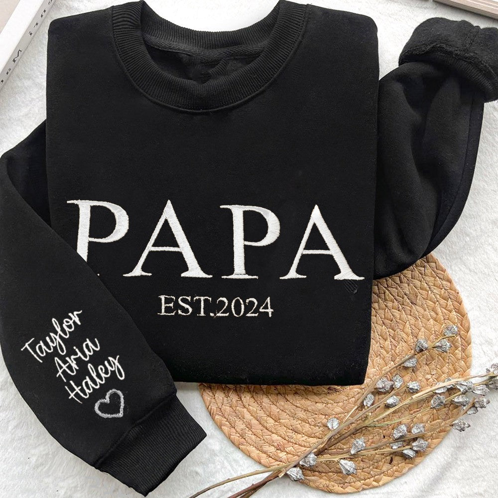 Custom Papa Embroidered Sweatshirt Hoodie Father's Day Gift Unique Family Keepsake Gift For Dad