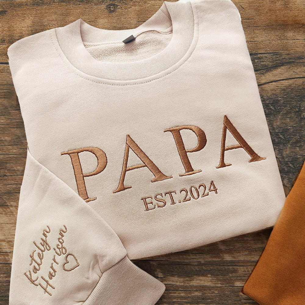 Custom Papa Embroidered Sweatshirt Hoodie Father's Day Gift Unique Family Keepsake Gift For Dad