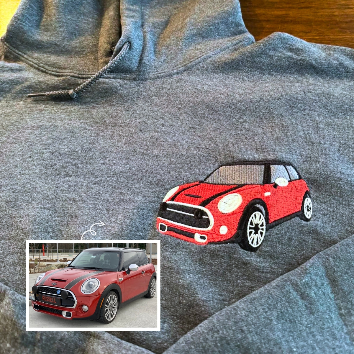 Custom Car from Photo Embroidered Sweatshirt, Hoodie | Car Enthusiast Gift