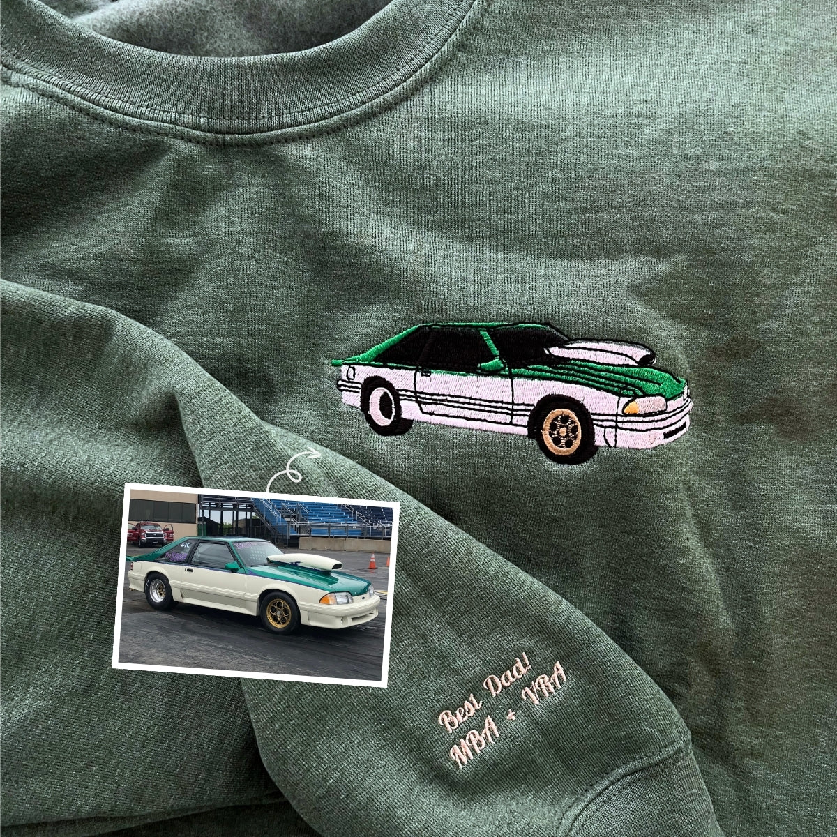 Custom Car from Photo Embroidered Sweatshirt, Hoodie | Car Enthusiast Gift