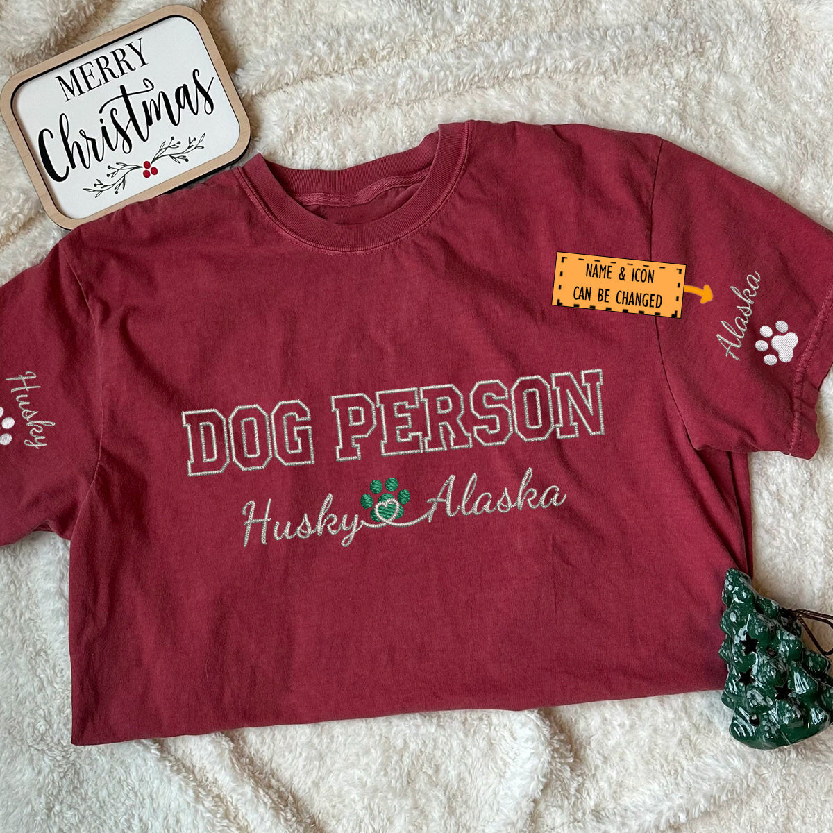 Custom Dog Person With Names Embroidered T-Shirt | Gift For Pet Lovers