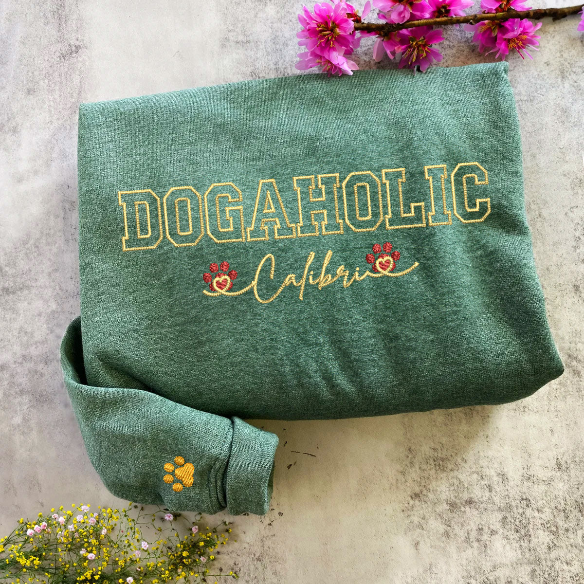 Custom Dogaholic With Names Embroidered Hoodie | Gift For Pet Lovers