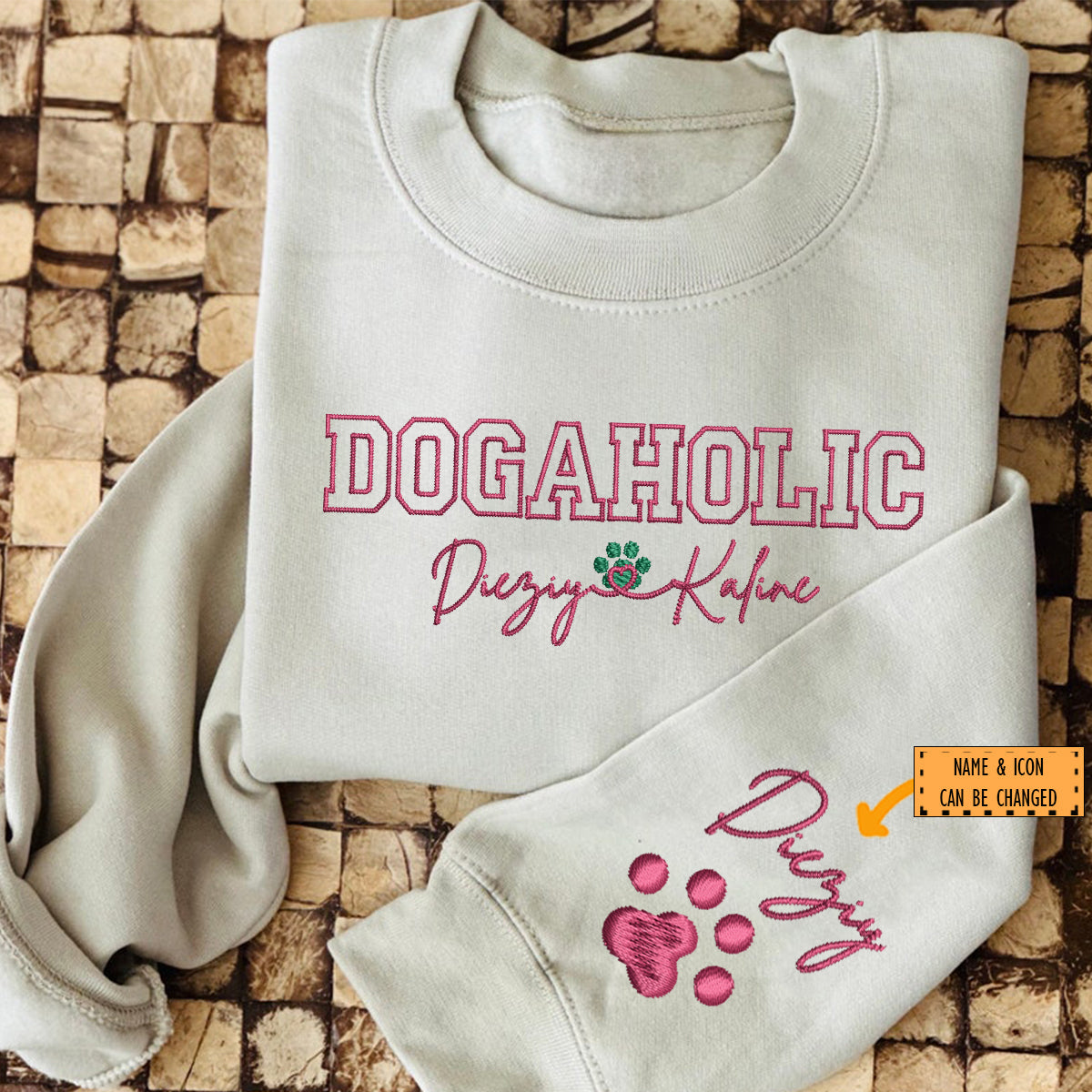 Custom Dogaholic With Names Embroidered Sweatshirt | Gift For Pet Lovers