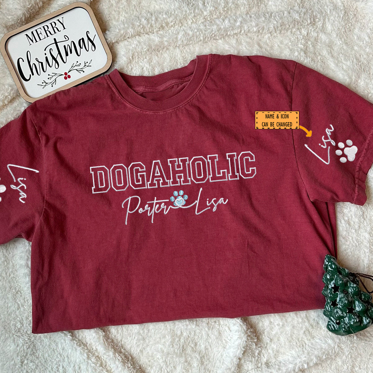 Custom Dogaholic With Names Embroidered T-Shirt | Gift For Pet Lovers