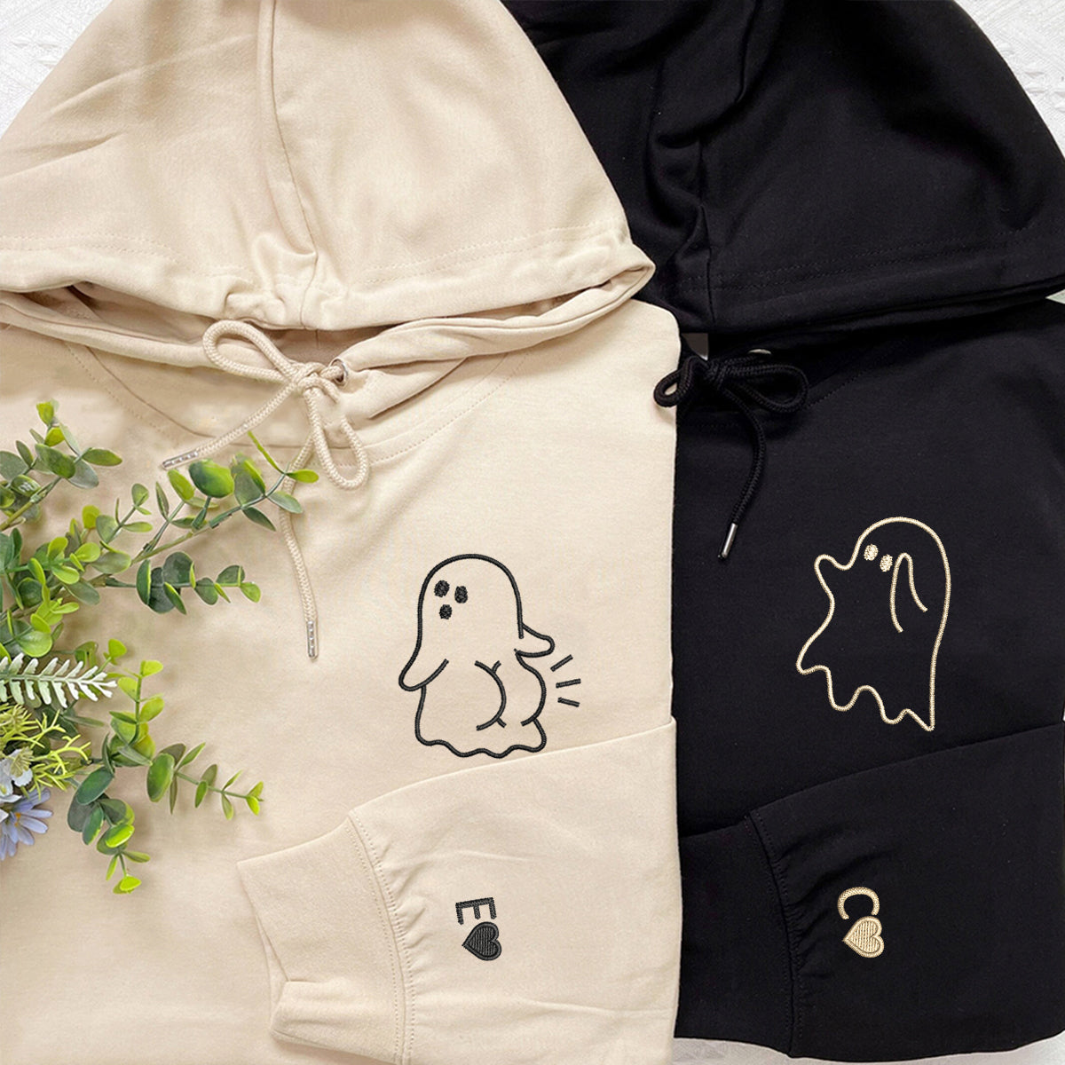 Custom Embroidered Cute Sassy Ghost Matching Hoodies for Couples | Couple Anniversary Gift