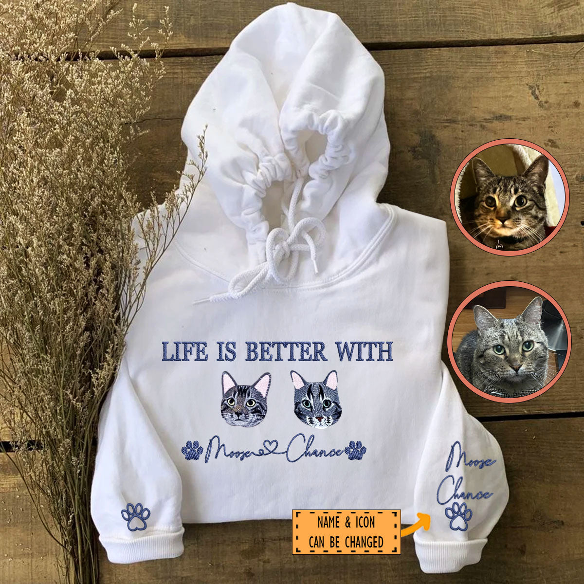 Custom Full-Color Life Is Better With Embroidered Hoodie | Gift For Pet Lovers