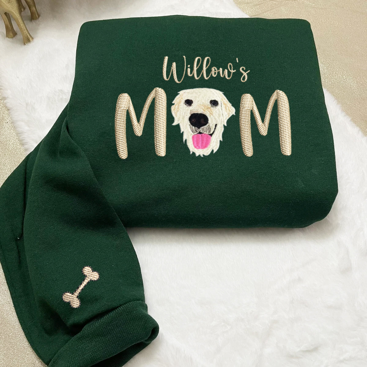 Custom Full-Color Pet Mom With Name Embroidered Sweatshirt | Gift For Pet Lovers