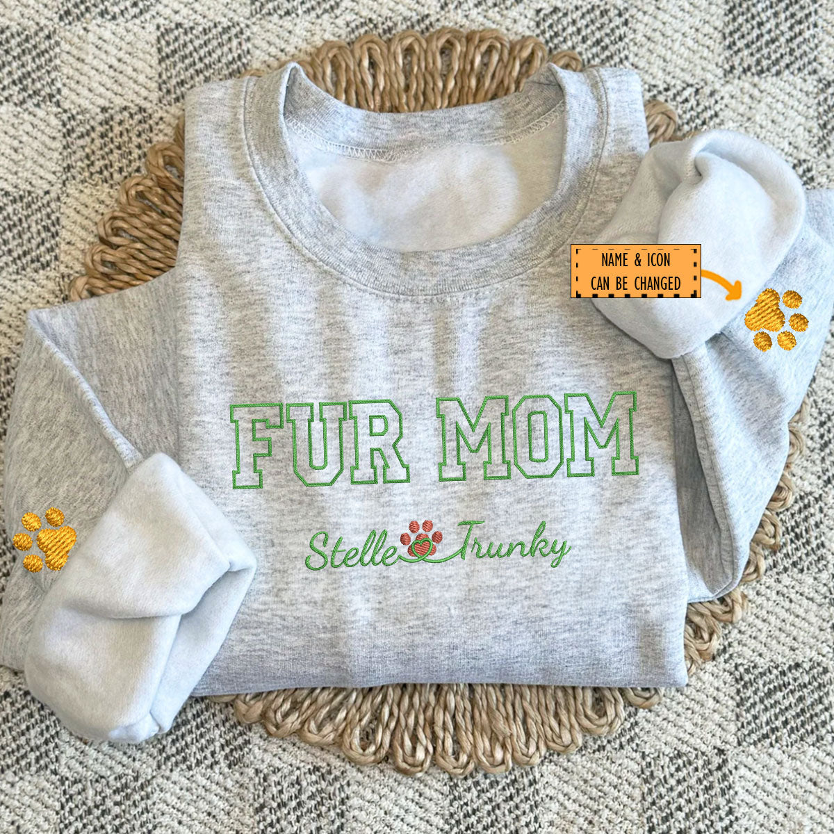 Custom Fur Mom With Names Embroidered Sweatshirt | Gift For Pet Lovers