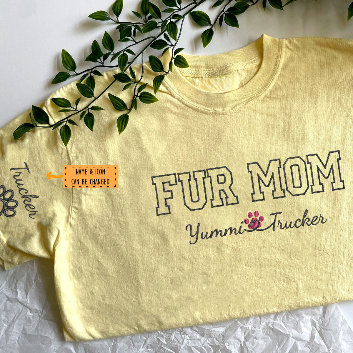 Custom Fur Mom With Names Embroidered T-Shirt | Gift For Pet Lovers