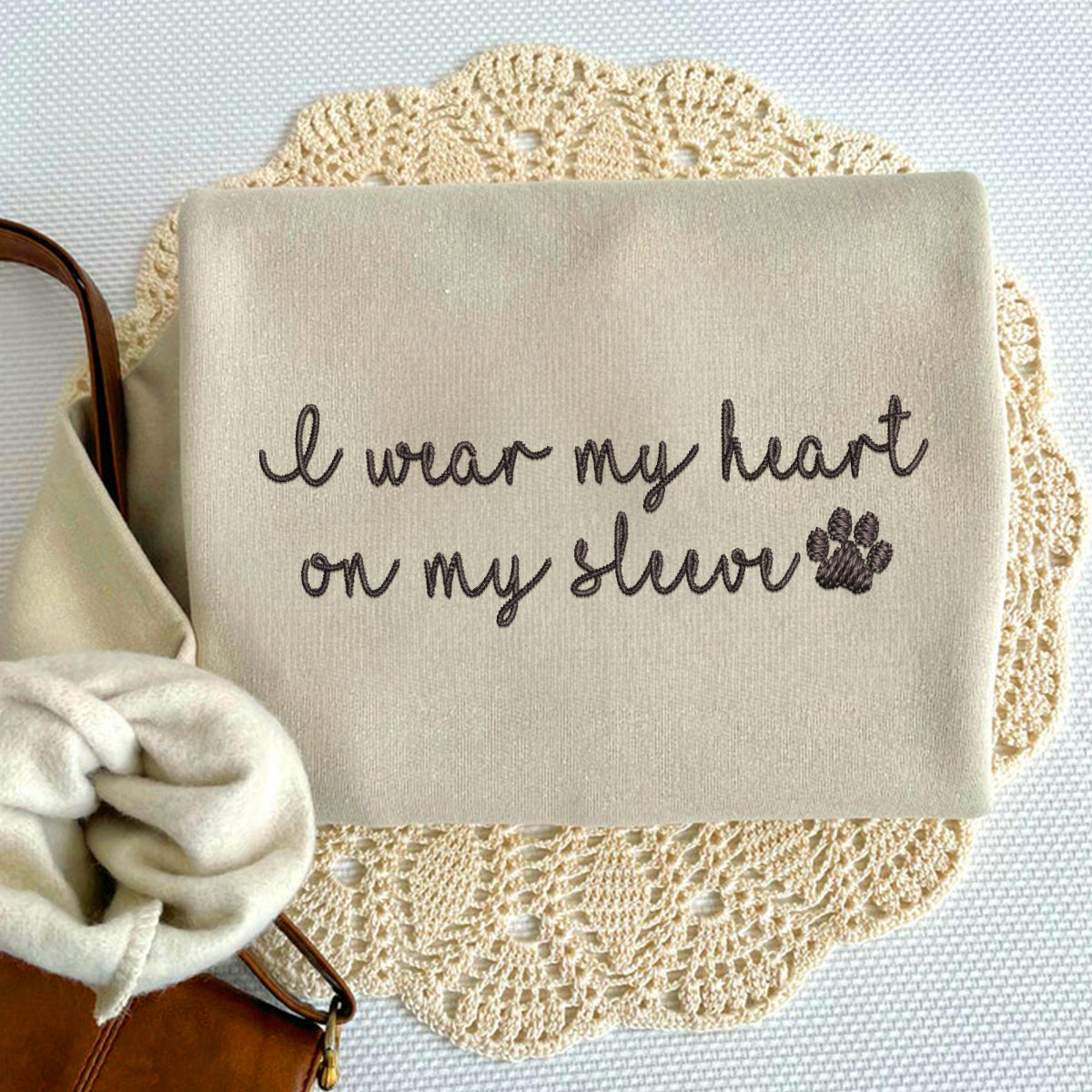 Custom I Wear My Heart On My Sleeve Embroidered Sweatshirt | Gift For Pet Lovers