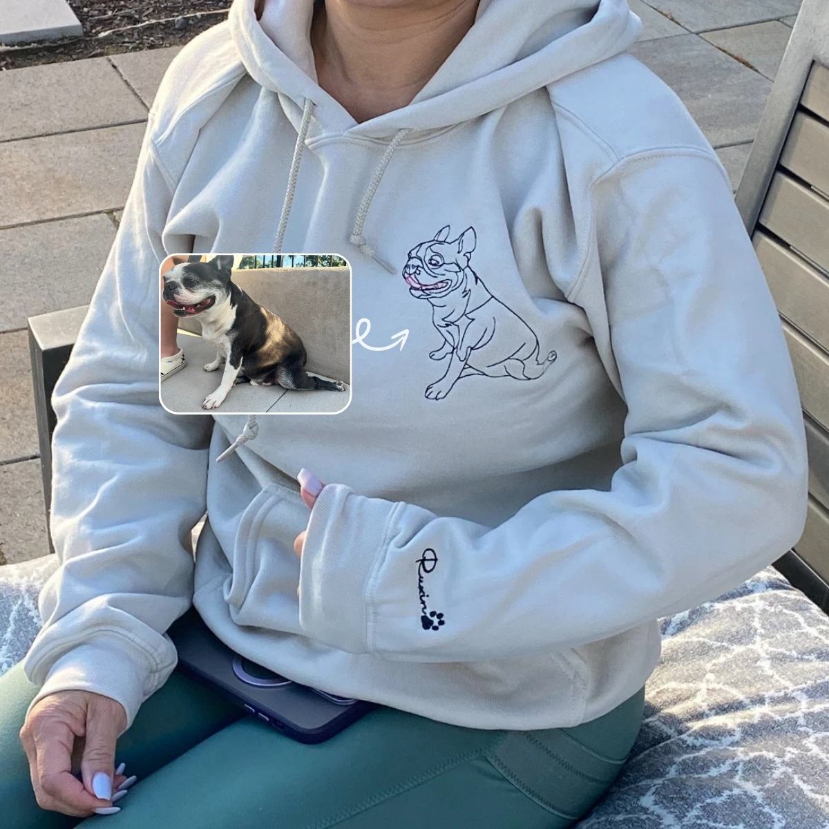 Custom Embroidered French Bulldog Sweatshirt or Hoodie with Picture Name | Gifts for Pet Lovers