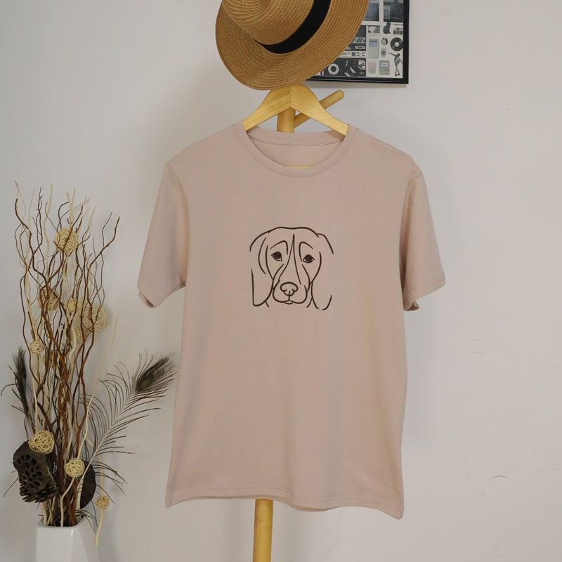 Custom Embroidered Pet Outline Sand T-shirt | Gift For Pet Lover