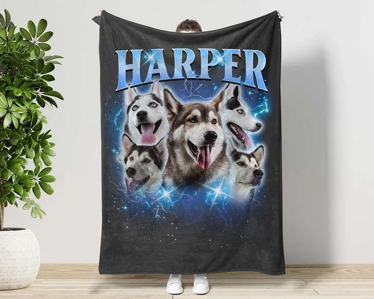 Custom Bootleg Blanket Personalized Retro 90's Vintage Dog Blanket