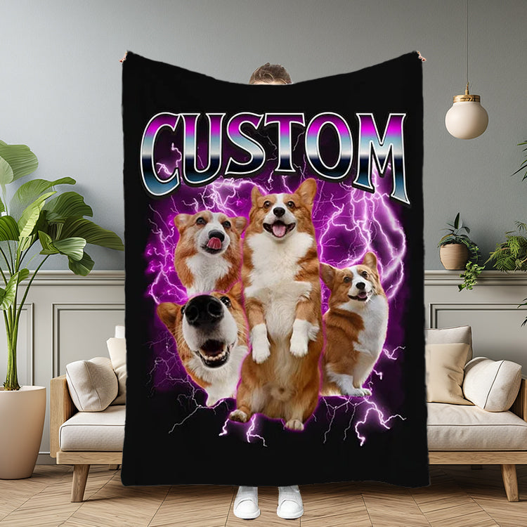 Custom Personalized Cat Portrait Vintage Blanket | Gifts for Pet Lovers