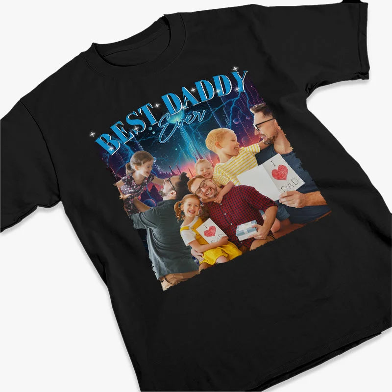 Custom Photo Best Daddy Ever Vintage T-shirt, Family Personalized Custom