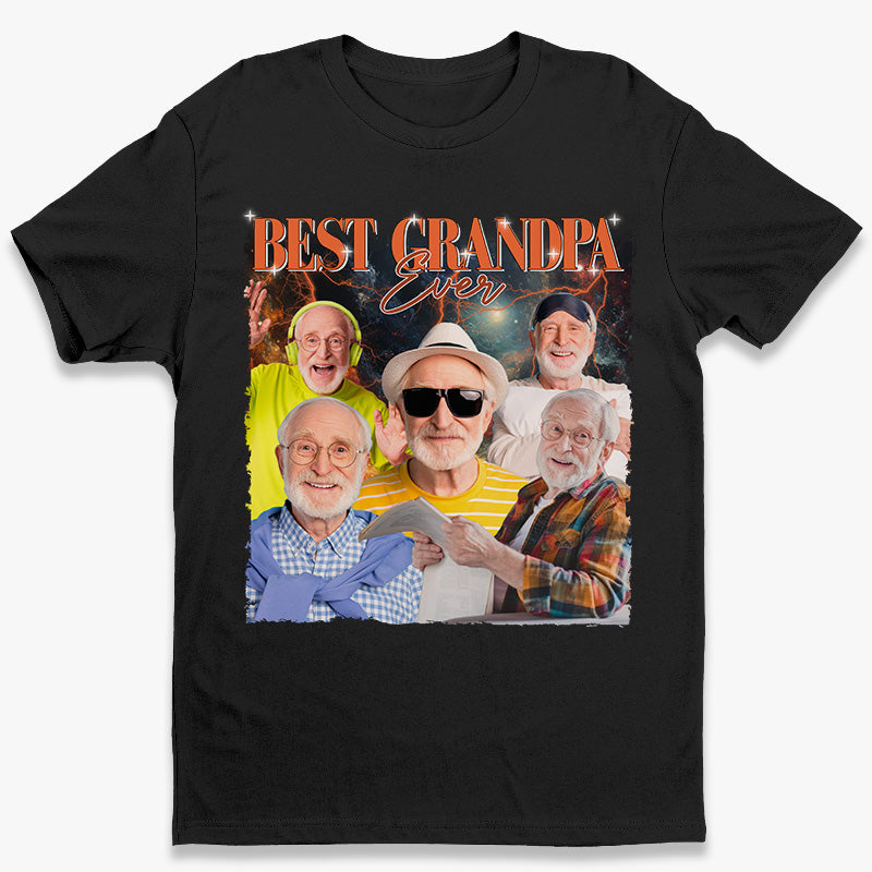 Custom Photo Best Grandpa Ever Vintage T-shirt - Personalized Grandpa Gifts