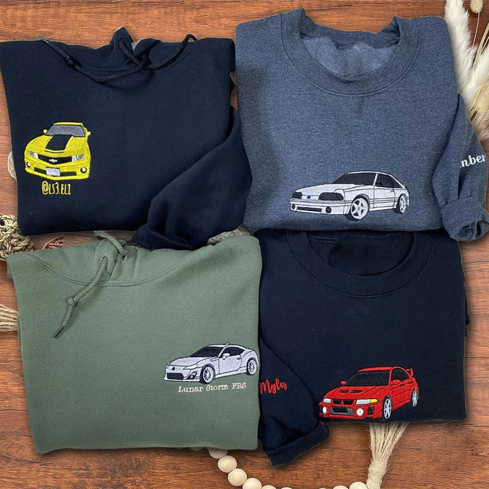 Custom Embroidered Car Hoodie Gifts for Boyfriend Anniversary Gifts for Husband Christmas Gift for Car Lovers