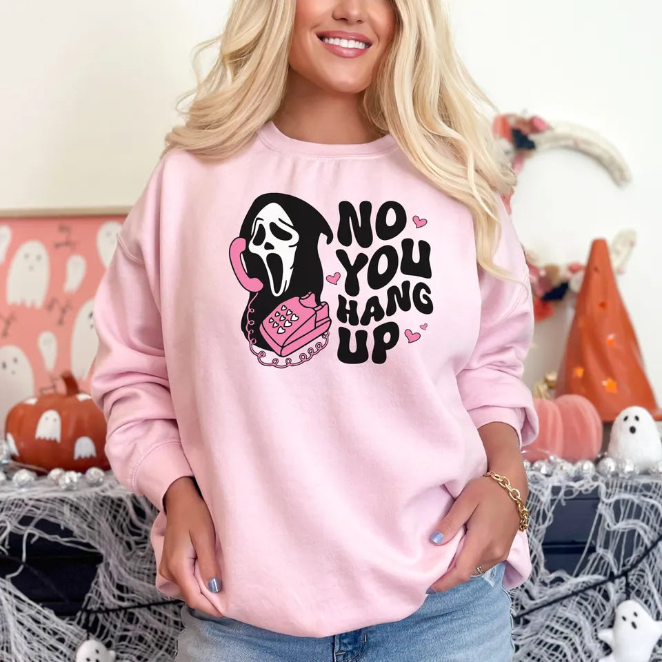 Custom Embroidered Halloween No You Hang Up Ghostface Sweatshirt | Halloween Gift