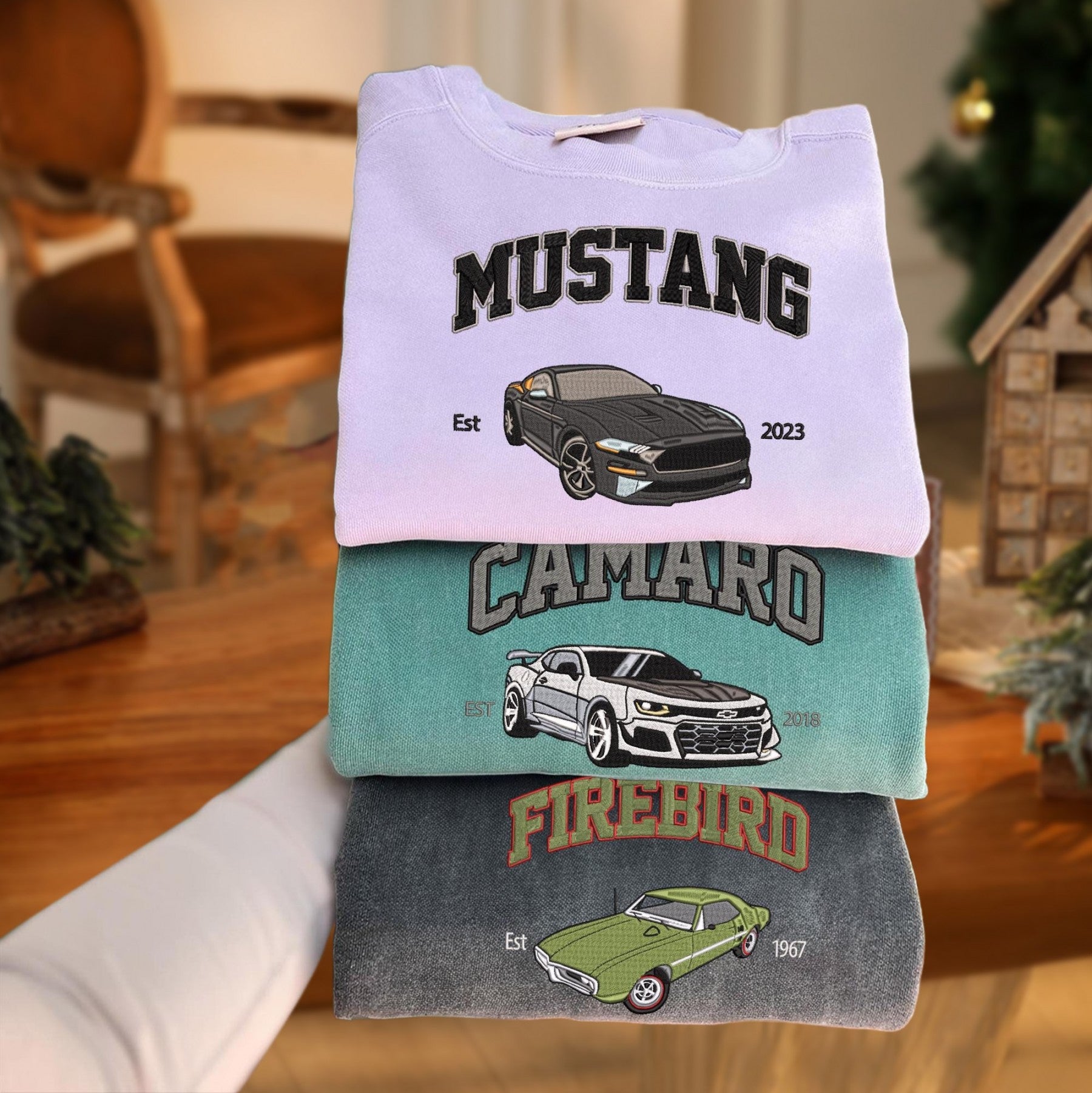 Custom Embroidered Car Sweatshirt for Men Unique Gifts for Boyfriend Husband Christmas Gift for Car Lovers