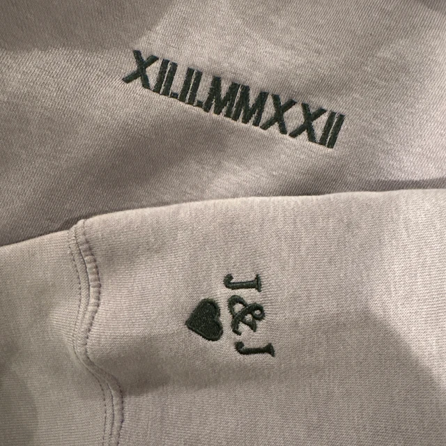 Personalized Couple Roman Numeral Embroidered Hoodie Sweatshirt Love Gift For Girlfriend Boyfriend