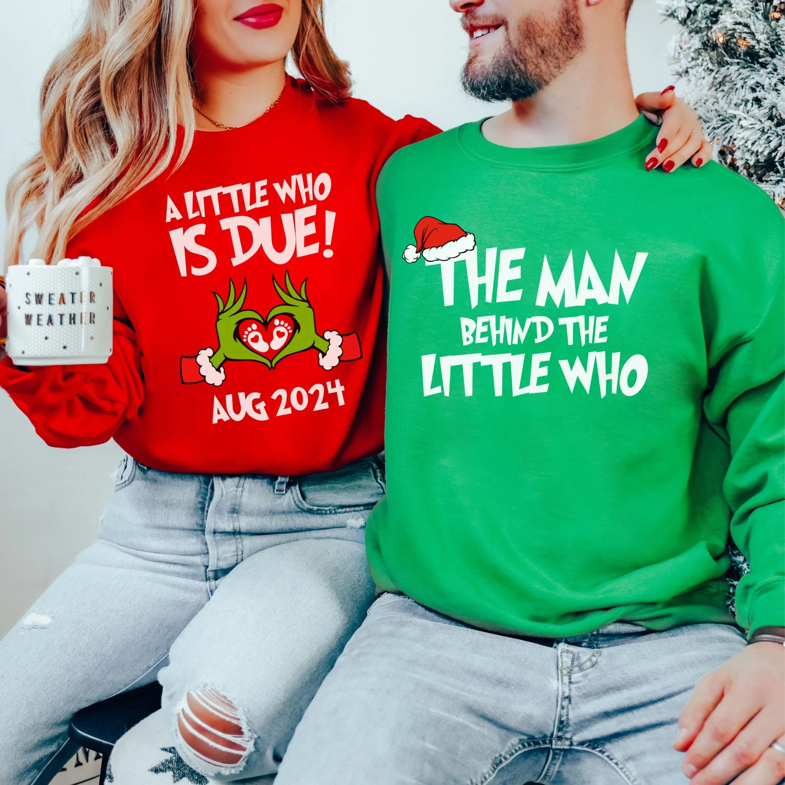 Custom Embroidered Christmas Pregnancy Sweatshirt