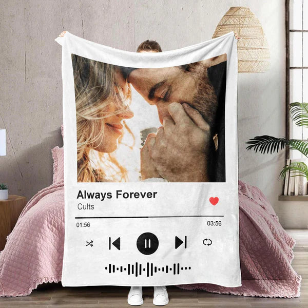 Custom Music Blanket Photo Starlight White Blanket | Couple Anniversary Gift