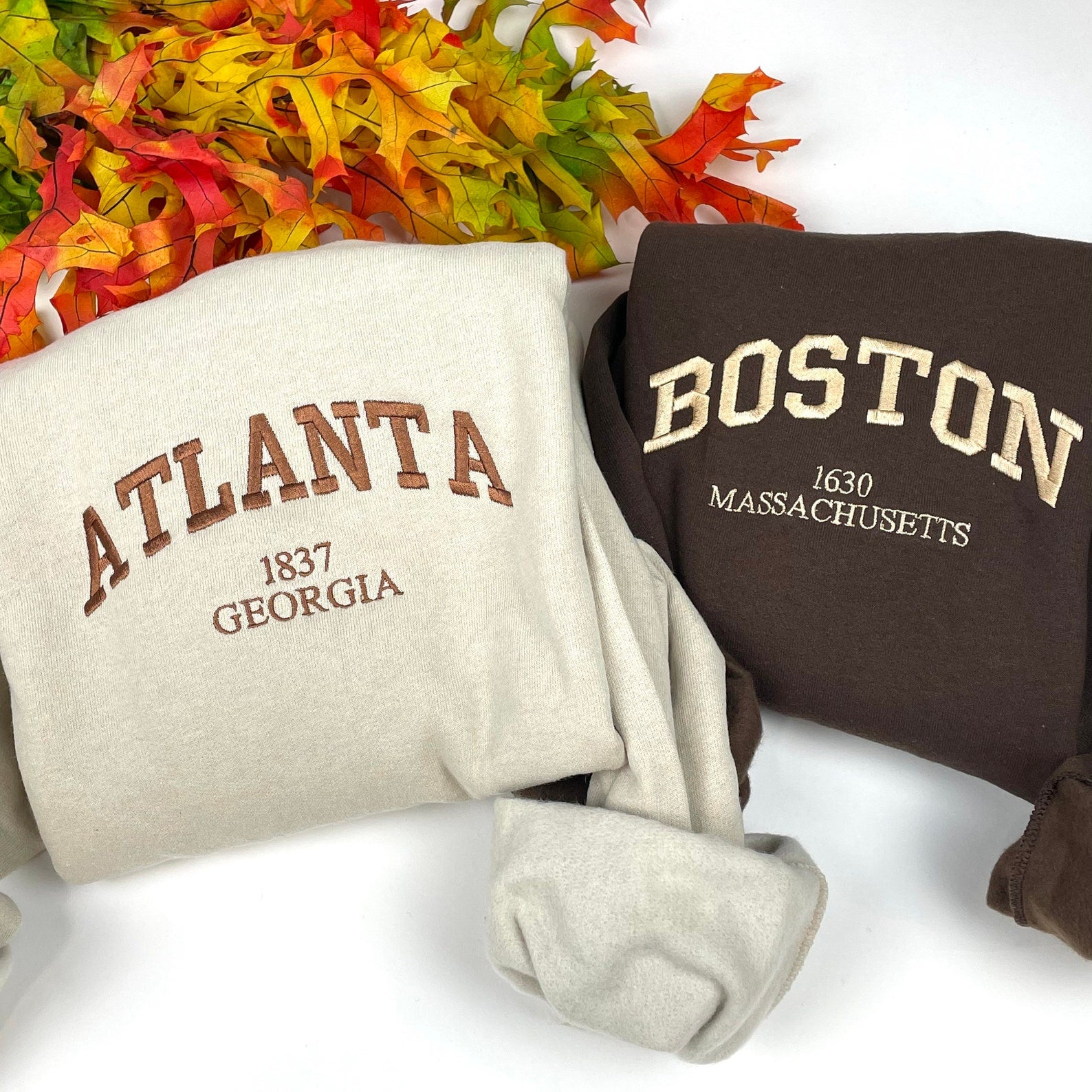 Custom College Varsity City Embroidered Sweatshirts Your Town and State Sweatshirts-Custom Your City Sweatshirts