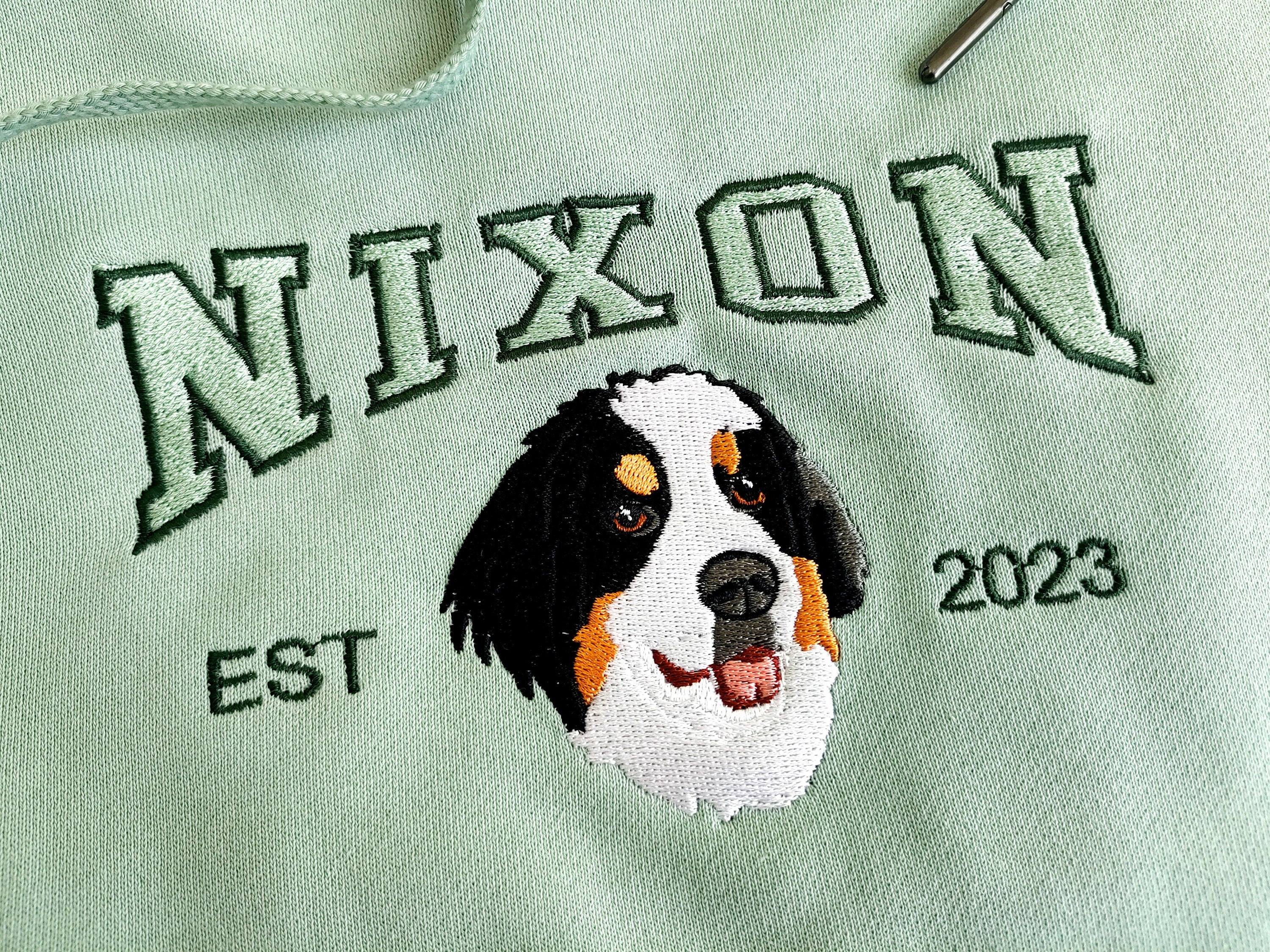 Custom Embroidered Dog Portrait Photo Hoodie | Gifts for Pet Lovers