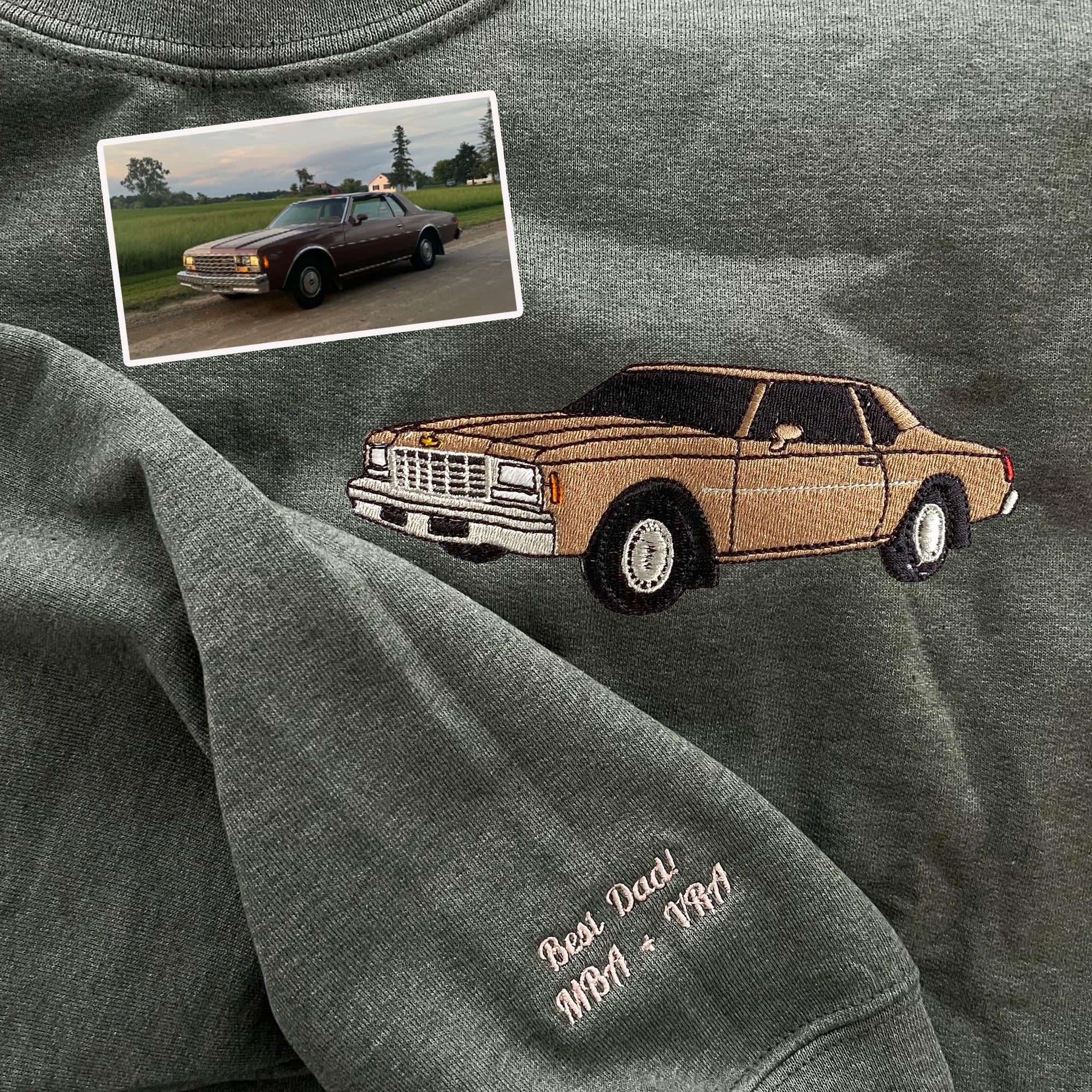 Custom Embroidered Car Photo Hoodie | Car Guy Gift - Gift For Daddy