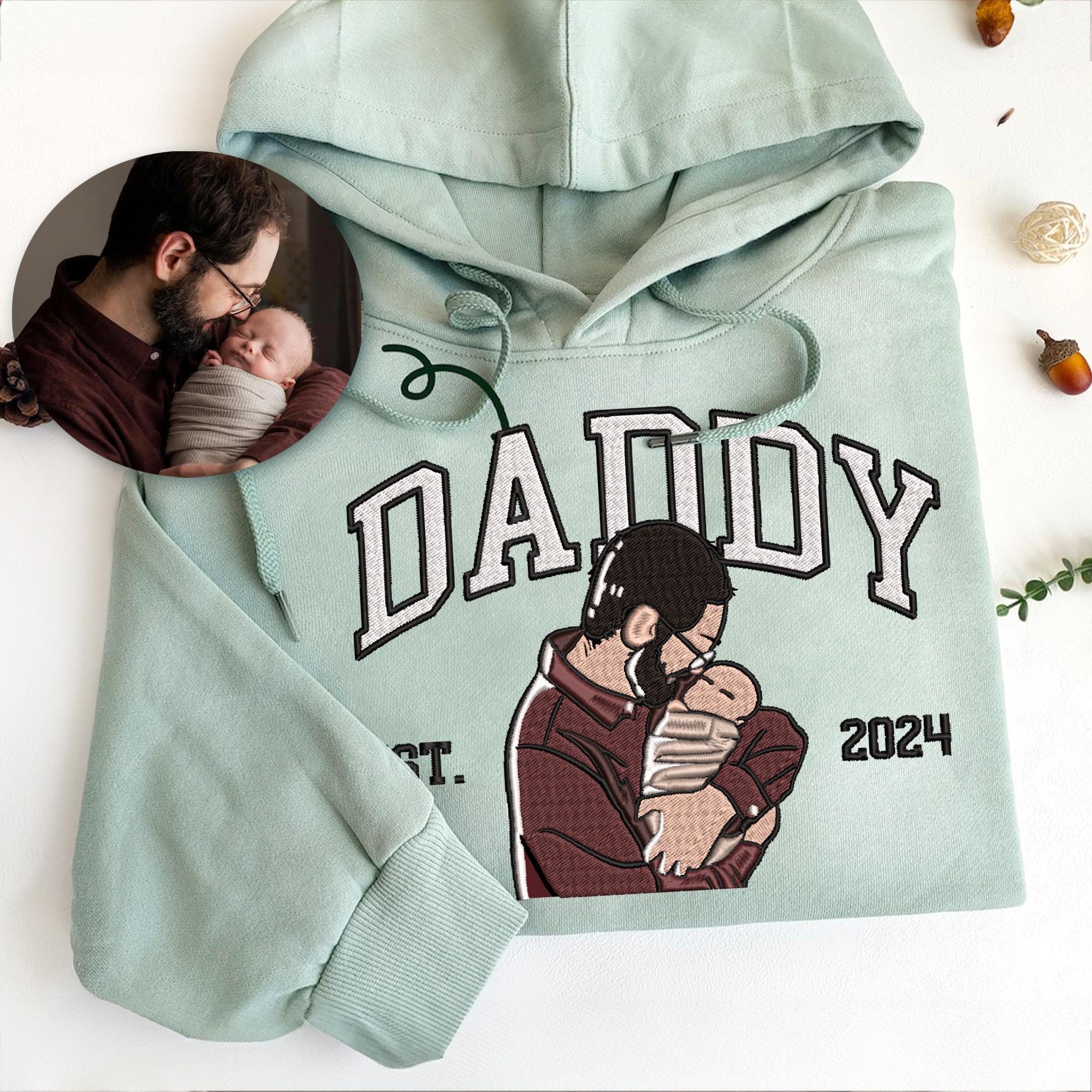 Custom Embroidered Dad Portrait from Photo Sweatshirt | Father's Day Gifts