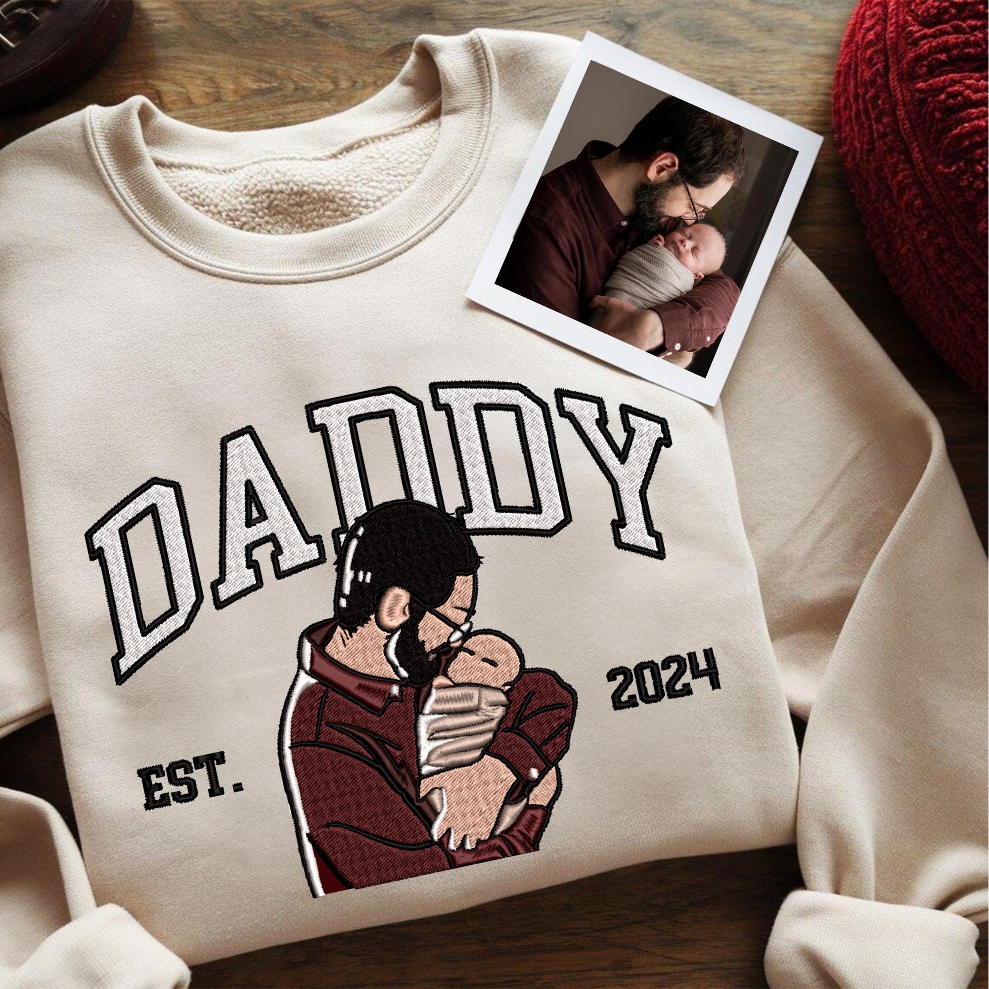 Custom Embroidered Dad Portrait from Photo Sweatshirt | Father's Day Gifts