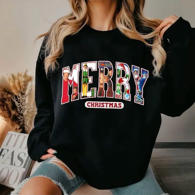 Custom Embroidered Merry Christmas Christmas Movie Character Sweatshirt