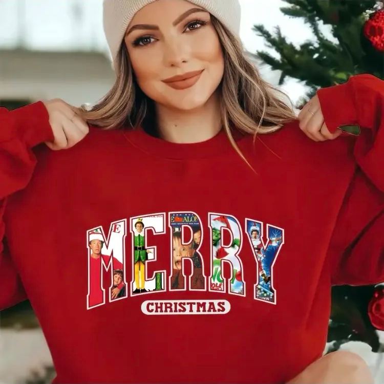 Custom Embroidered Merry Christmas Christmas Movie Character Sweatshirt