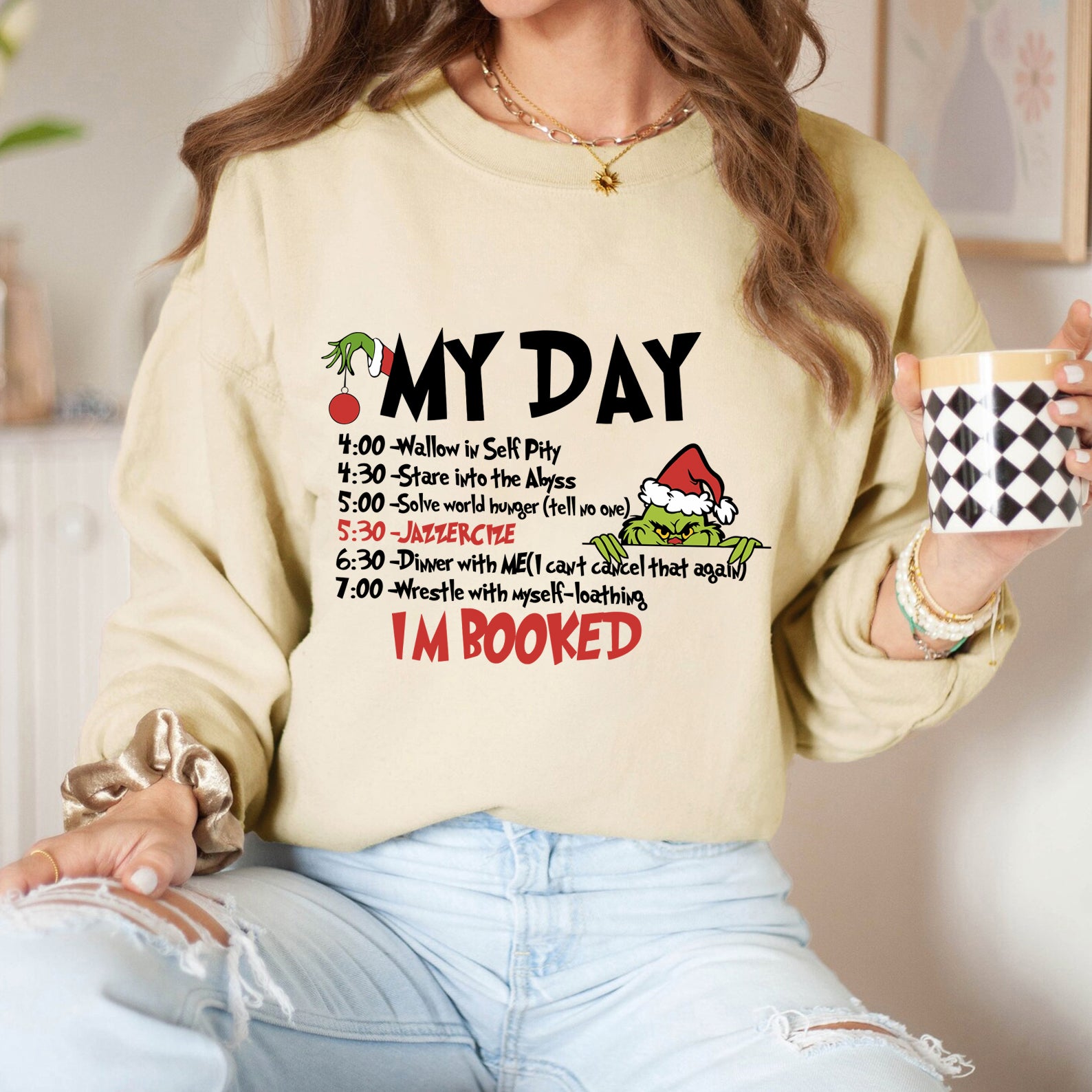 Custom Embroidered I Booked My Day Christmas Sweatshirt | Christmas Gifts